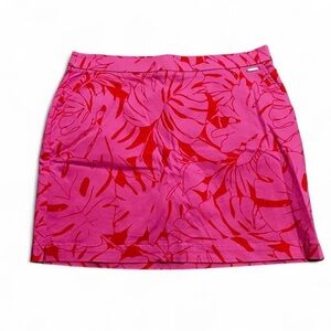 Rafaella Pink and Red Leaf Skort with pockets- XL